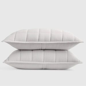 NWOT Quince Organic Airy Gauze Box Quilt King Sham Set of 2 in Light Grey